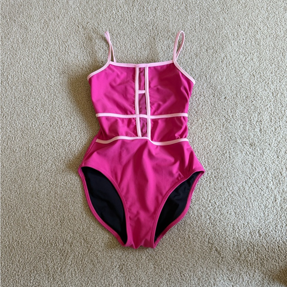 Oh La La Dancerwear Pink Leotard with White Trim